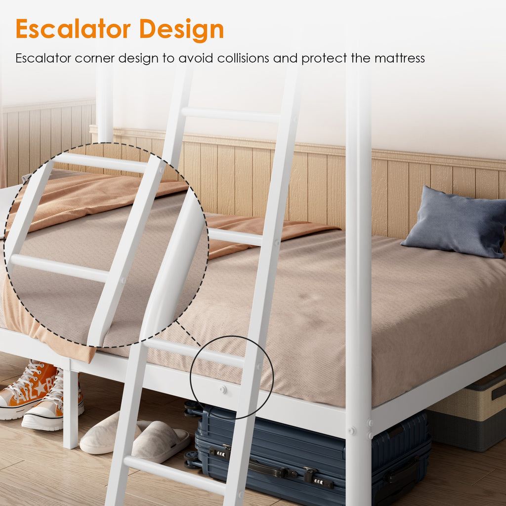 NOVAHOME Twin-Over-Twin Metal Bunk Bed with Ladder and Guardrails