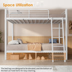 NOVAHOME Twin-Over-Twin Metal Bunk Bed with Ladder and Guardrails
