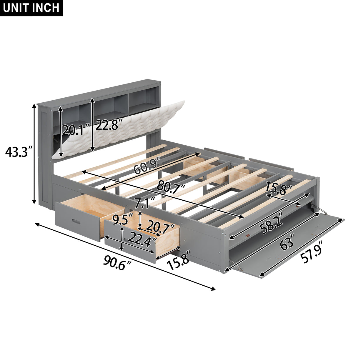 NOVAHOME queen storage platform bed product image 3