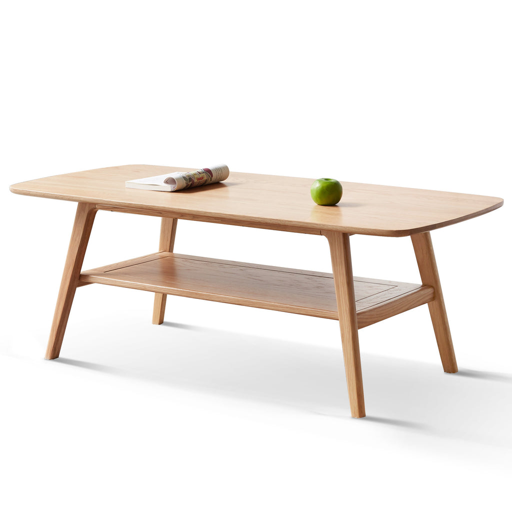 NOVAHOME Solid Oak Coffee Table with Storage Shelf – 3 Sizes