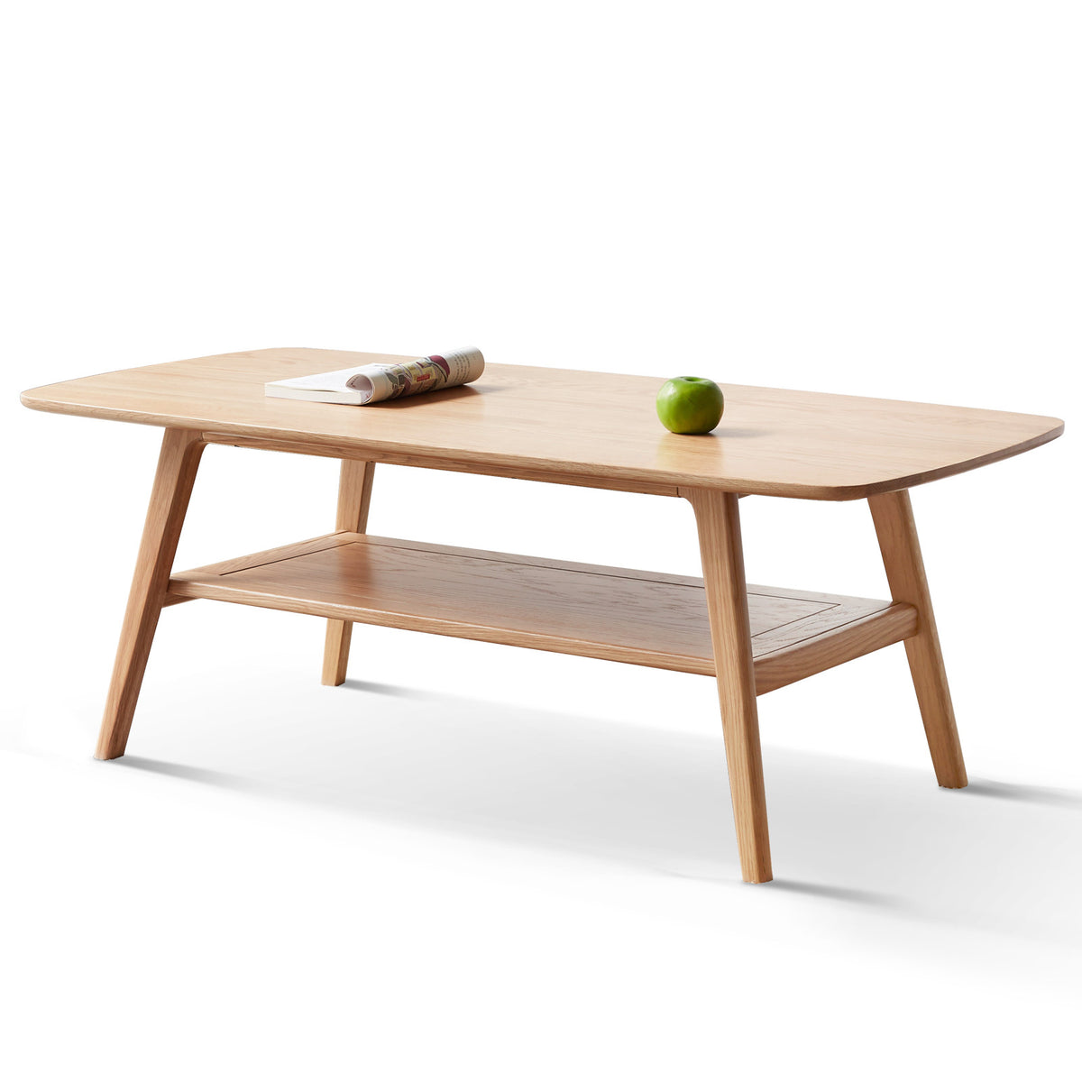 NOVAHOME Solid Oak Coffee Table with Storage Shelf – 3 Sizes