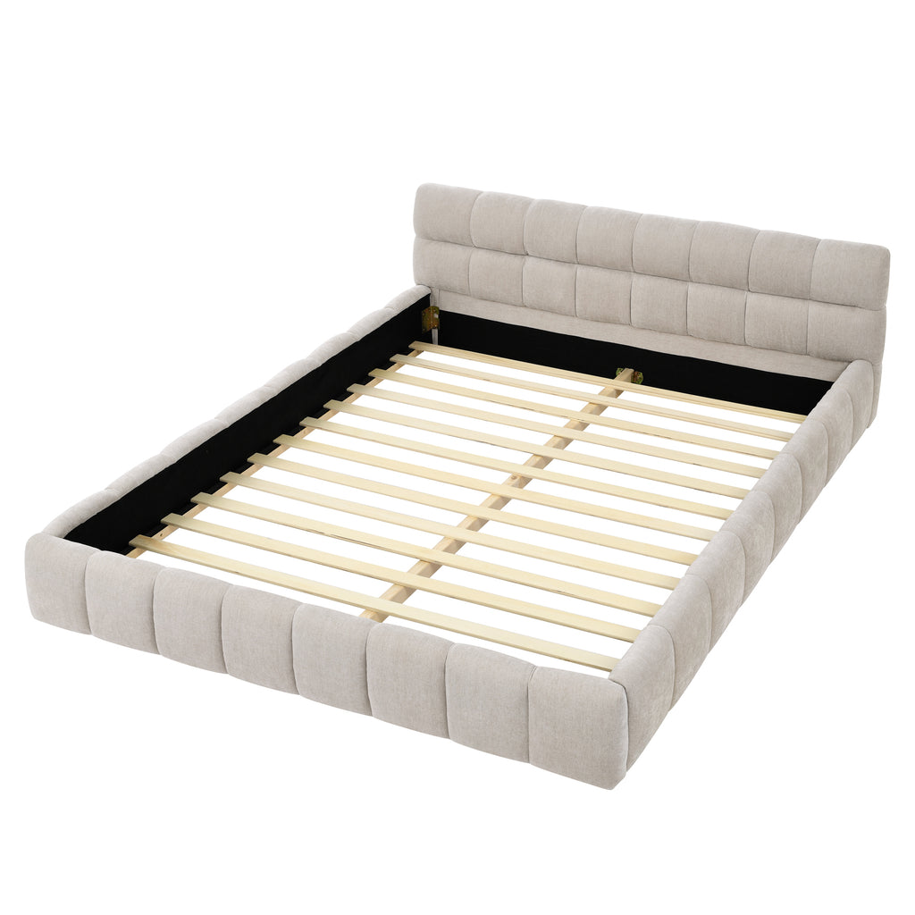 NOVAHOME queen chenille upholstered platform bed product image 1