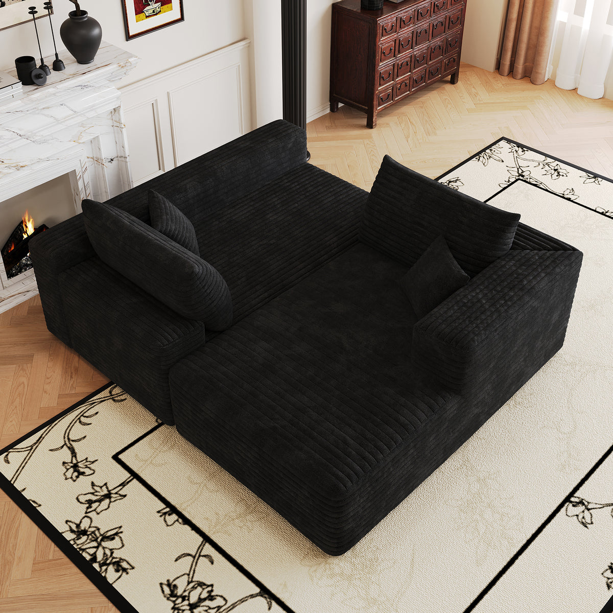 NOVAHOME 103-inch plush corduroy L-shaped cloud sectional image 10