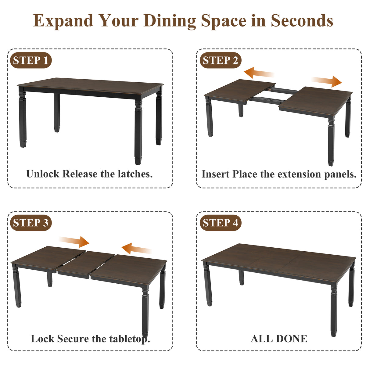 NOVAHOME extendable farmhouse dining table product image 5