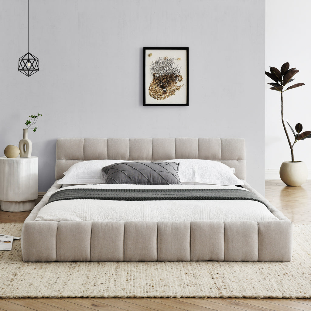 NOVAHOME queen chenille upholstered platform bed product image 5