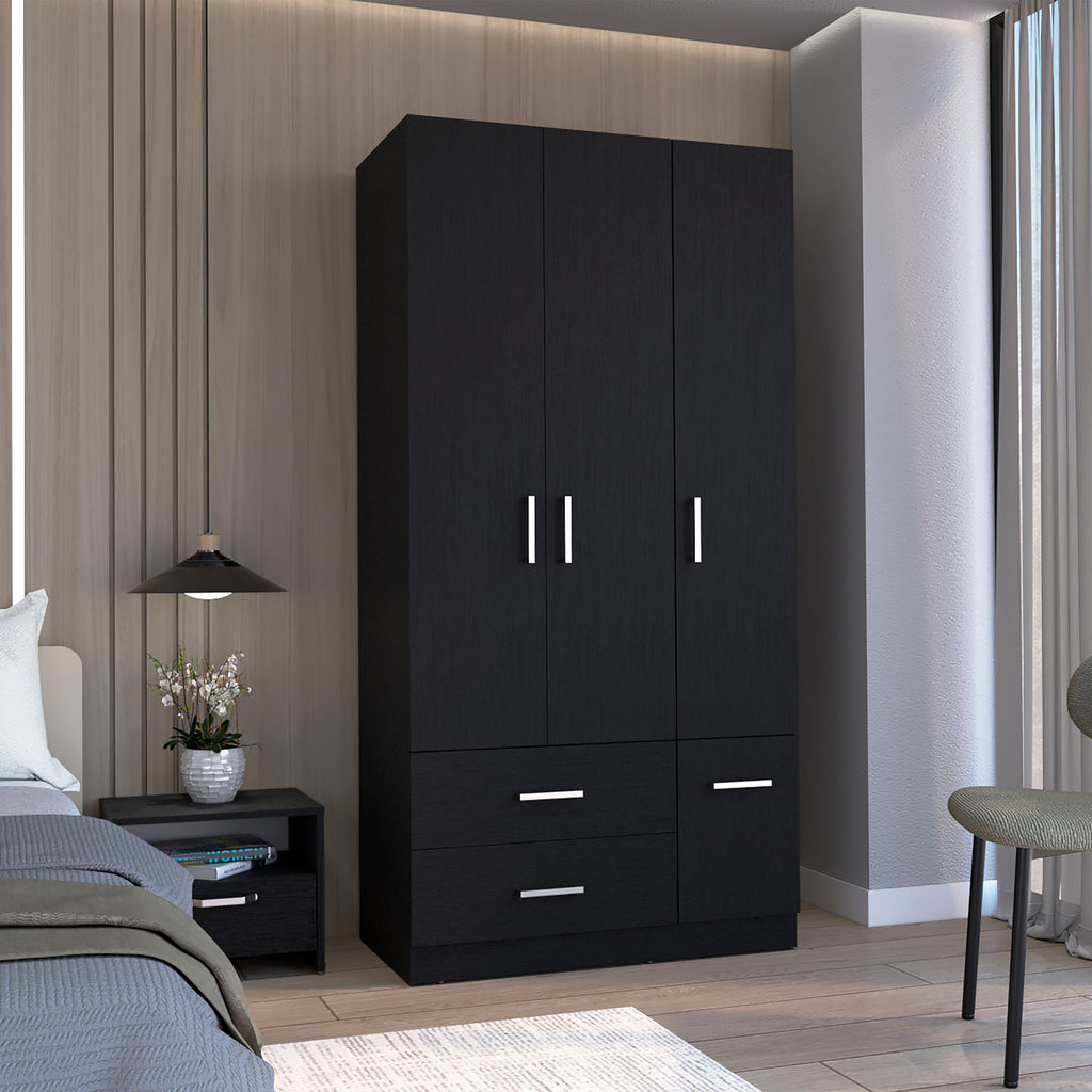 NOVAHOME 71-Inch 4-Door Armoire Wardrobe with 2 Drawers & Hanging Rod