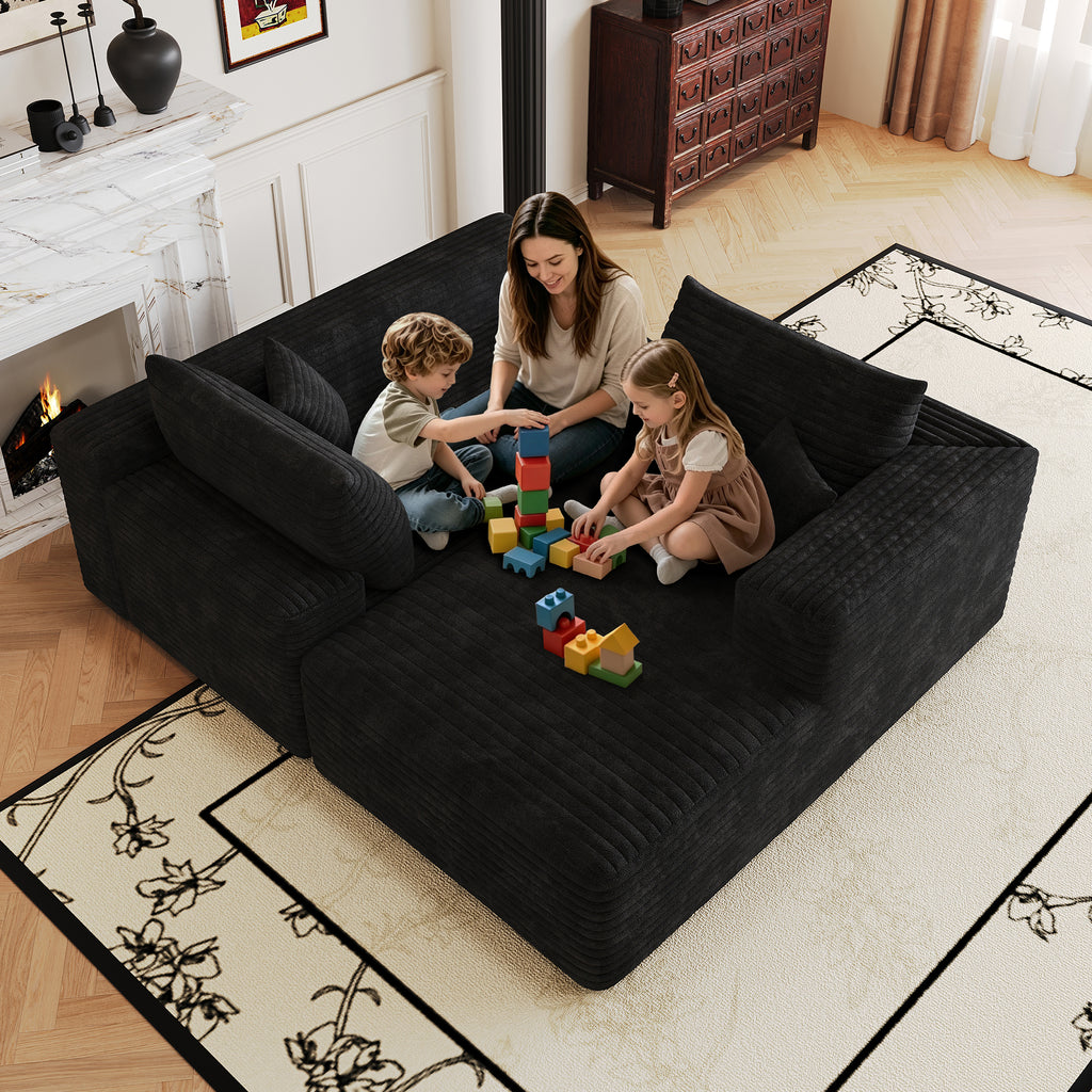 NOVAHOME 103-inch plush corduroy L-shaped cloud sectional image 4