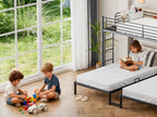 NOVAHOME Metal Triple Bunk Bed with Loft and Two Twin Beds