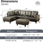 NOVAHOME 3-Piece Fabric Sectional Sofa Set with Storage Ottoman - product view 03