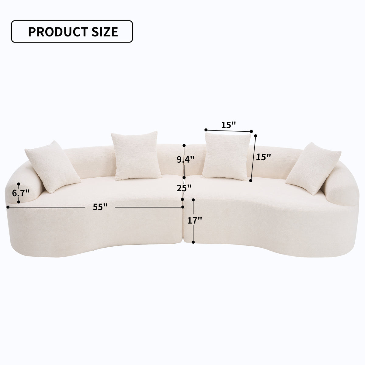 LY-025 curved chenille modular sofa product image 3