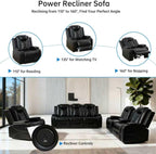 NOVAHOME 2-Piece Leather Power Recliner Sofa Set with LED Lights - product view 05
