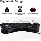 NOVAHOME Leather Power Recliner Sectional with LED - product view 03
