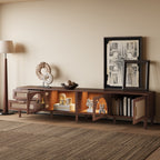 NOVAHOME 86.6-inch dark brown rattan TV stand product image 4