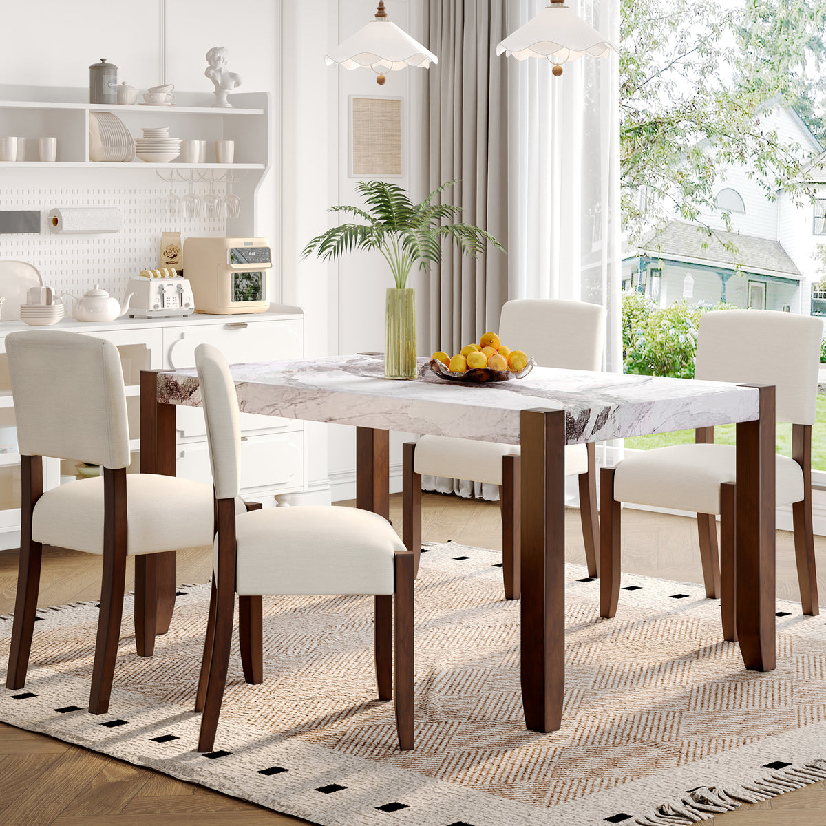 NOVAHOME white faux marble dining table product image 12