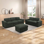 NOVAHOME Beige Corduroy 7-Piece Modular Sectional Sofa Set with Ottoman