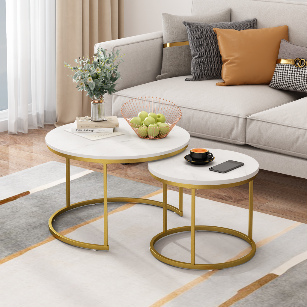 NOVAHOME 27.6″ Round Nesting Coffee Table Set of 2