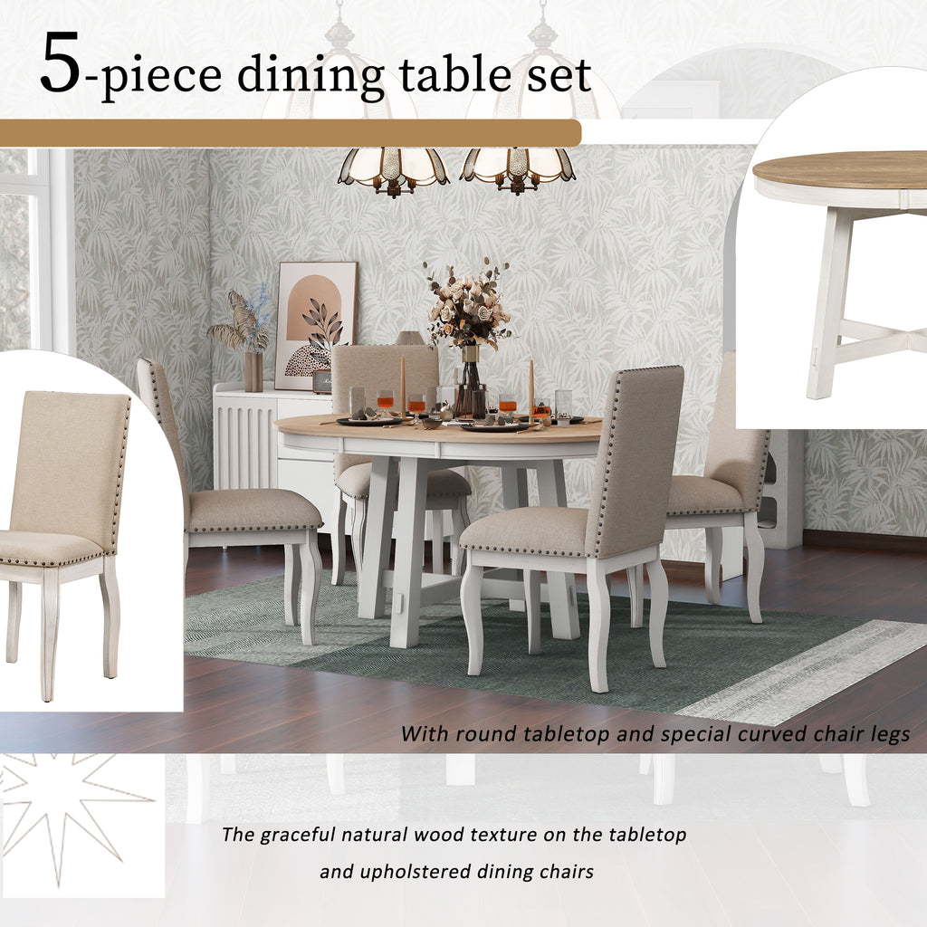 NOVAHOME 5-piece extendable farmhouse dining set product image 5