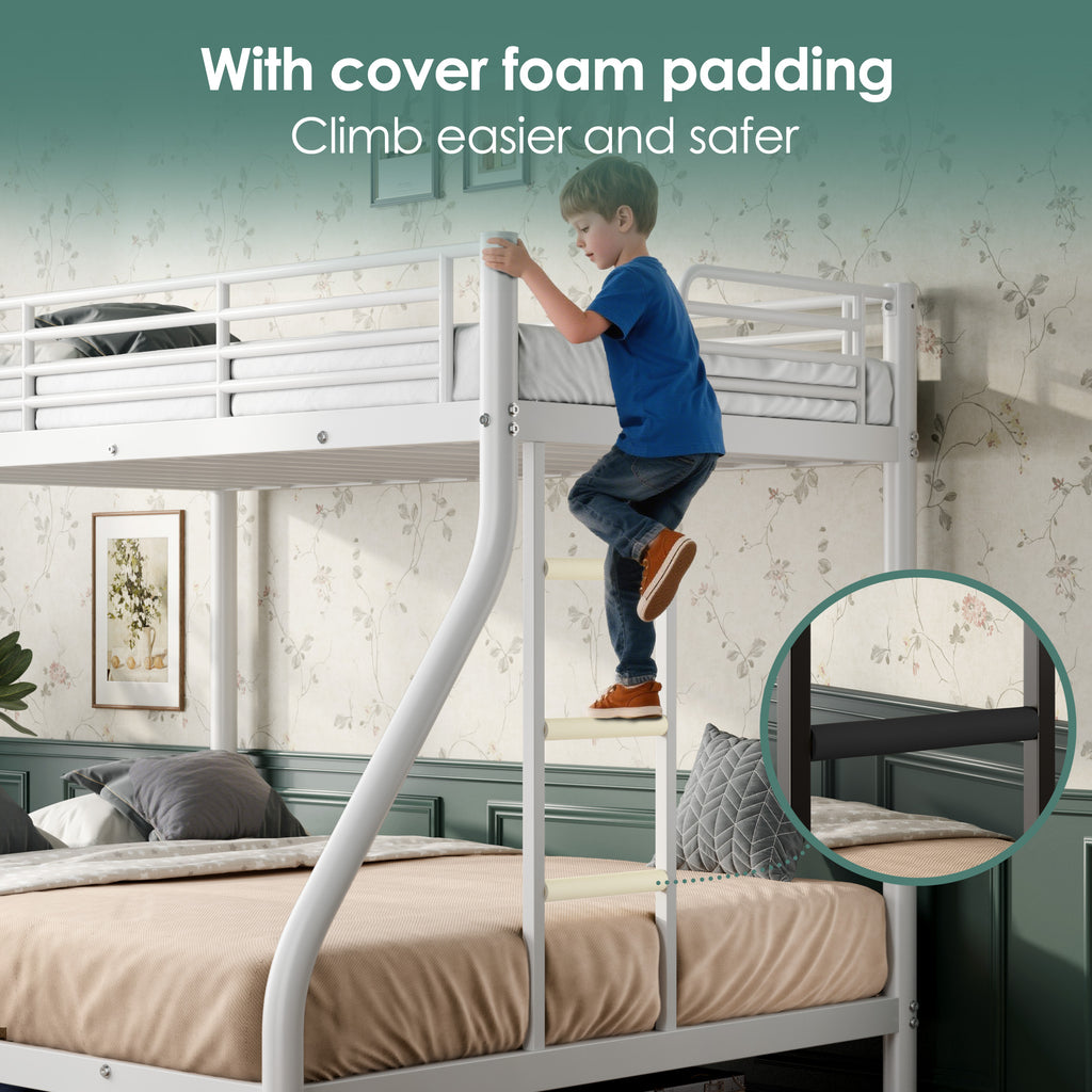 NOVAHOME Heavy Duty Metal Bunk Bed (Twin Over Full) - Space Saving & Noise-Free
