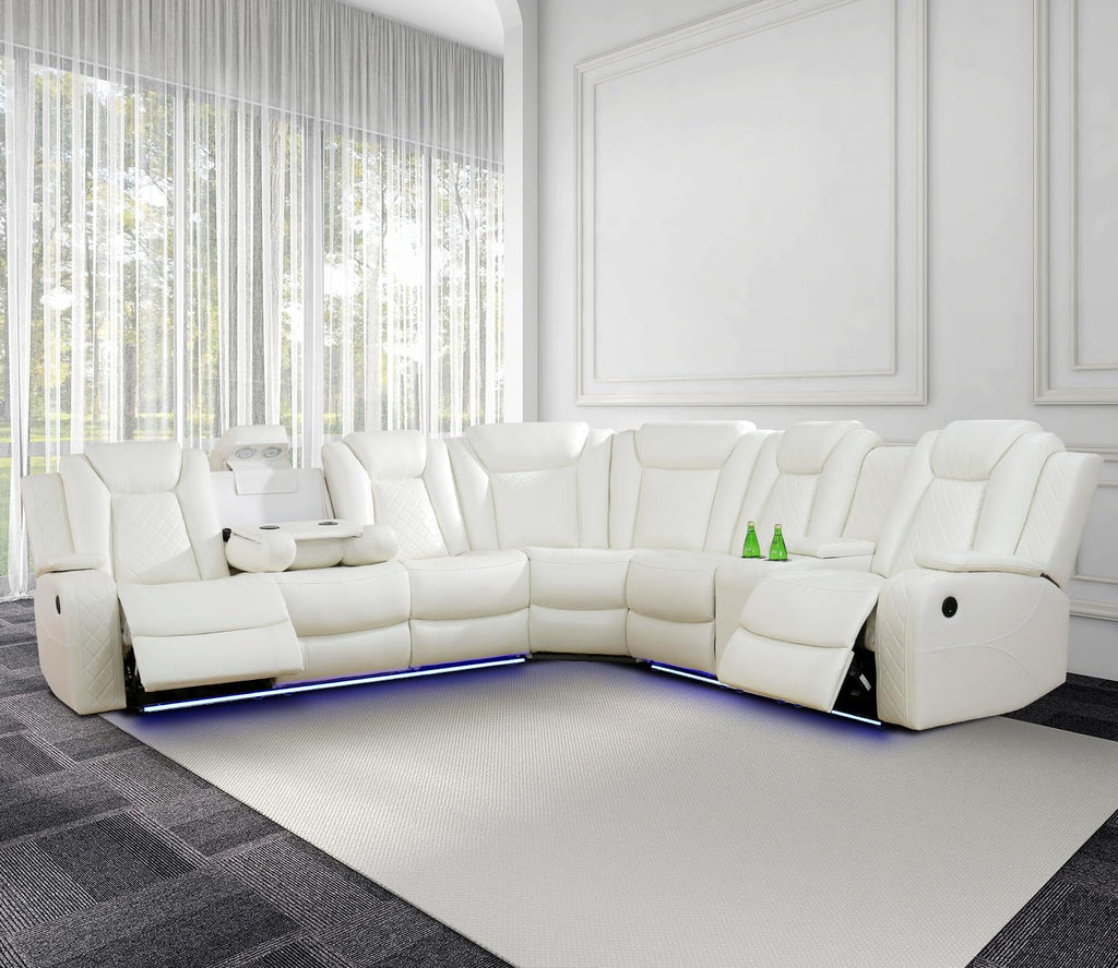 NOVAHOME Leather Power Recliner Sectional with LED - product view 10