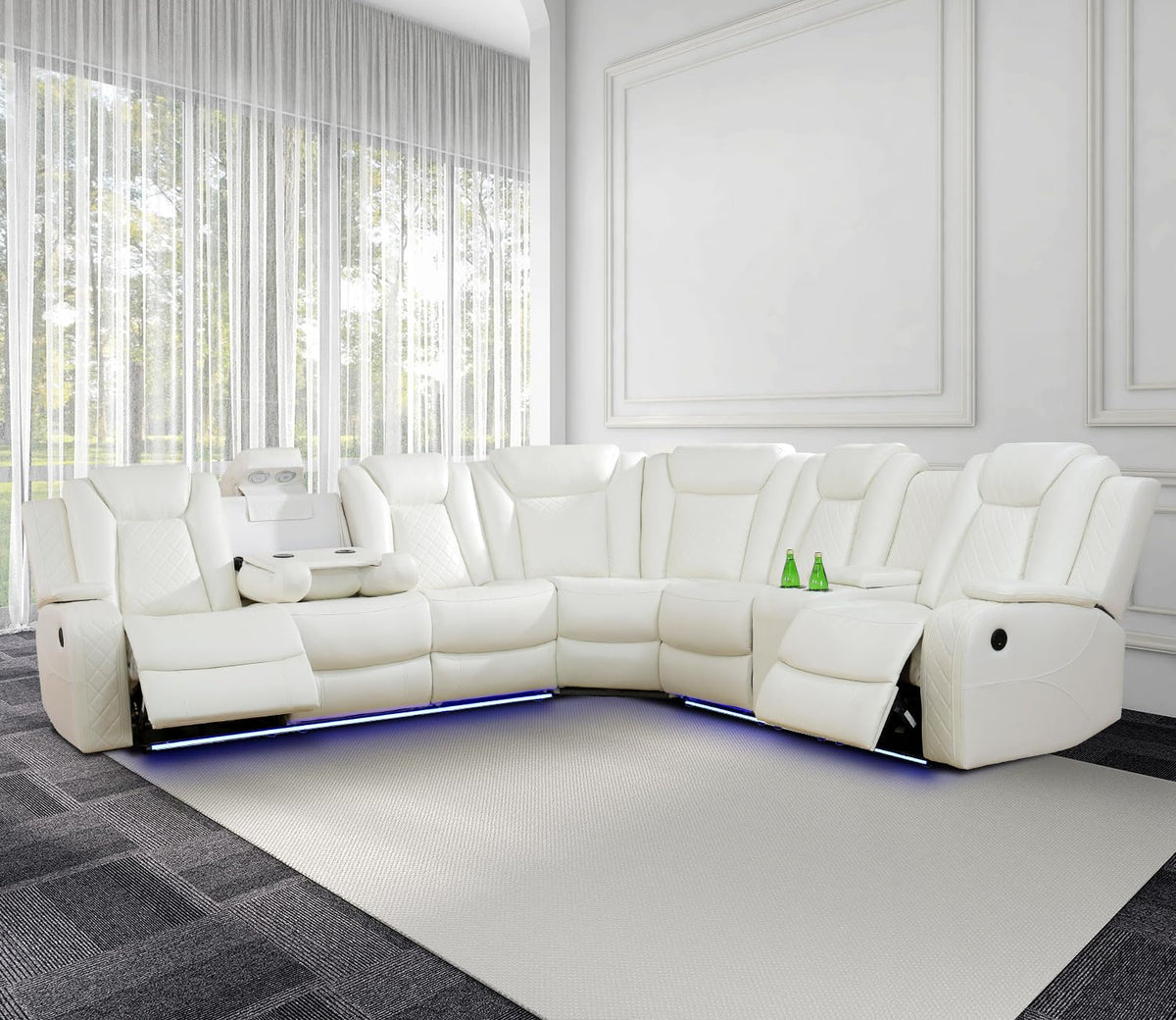 NOVAHOME Leather Power Recliner Sectional with LED - product view 10