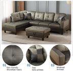NOVAHOME 3-Piece Fabric Sectional Sofa Set with Storage Ottoman - product view 04