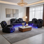 NOVAHOME 2-Piece Leather Power Recliner Sofa Set with LED Lights - product view 14