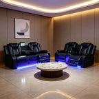 NOVAHOME 2-Piece Leather Power Recliner Sofa Set with LED Lights - product view 15