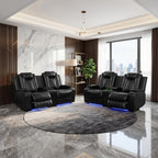 NOVAHOME 2-Piece Leather Power Recliner Sofa Set with LED Lights - product view 11