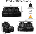 NOVAHOME 2-Piece Leather Power Recliner Sofa Set with LED Lights - product view 03