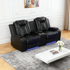 NOVAHOME 2-Piece Leather Power Recliner Sofa Set with LED Lights - product view 09