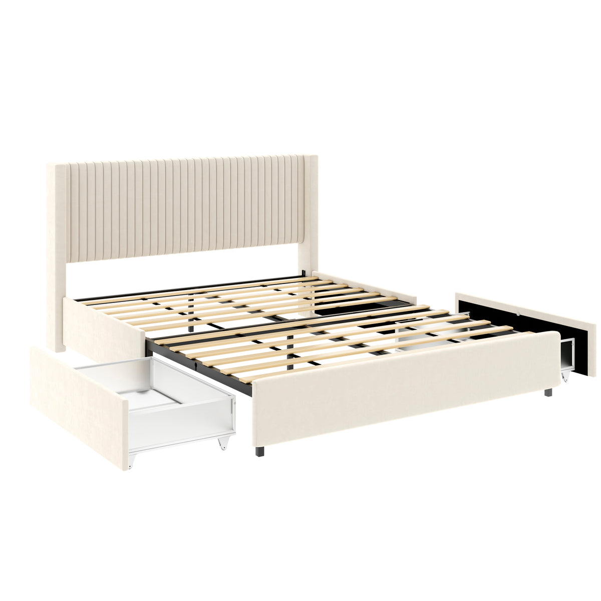 NOVAHOME ivory queen velvet wingback storage bed image 10