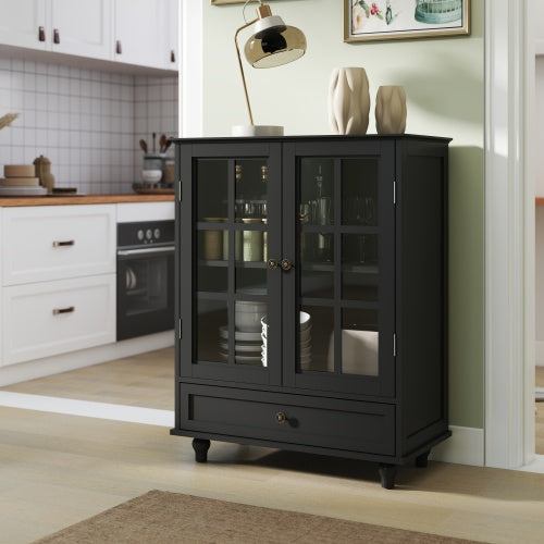 NOVAHOME 28″ Glass Door Buffet Cabinet with Drawer