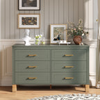 NOVAHOME Modern 6-Drawer Double Dresser with Solid Wood Legs