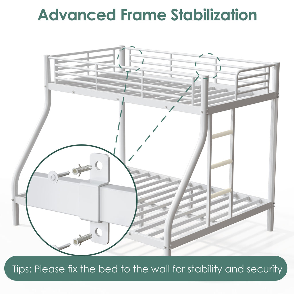 NOVAHOME Heavy Duty Metal Bunk Bed (Twin Over Full) - Space Saving & Noise-Free