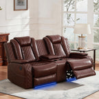 NOVAHOME 2-Piece Leather Power Recliner Sofa Set with LED Lights - product view 17