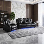 NOVAHOME 2-Piece Leather Power Recliner Sofa Set with LED Lights - product view 16
