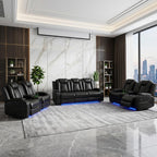 NOVAHOME 2-Piece Leather Power Recliner Sofa Set with LED Lights - product view 12