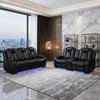 NOVAHOME 2-Piece Leather Power Recliner Sofa Set with LED Lights - product view 04