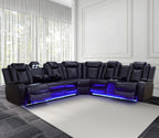 NOVAHOME Leather Power Recliner Sectional with LED - product view 11