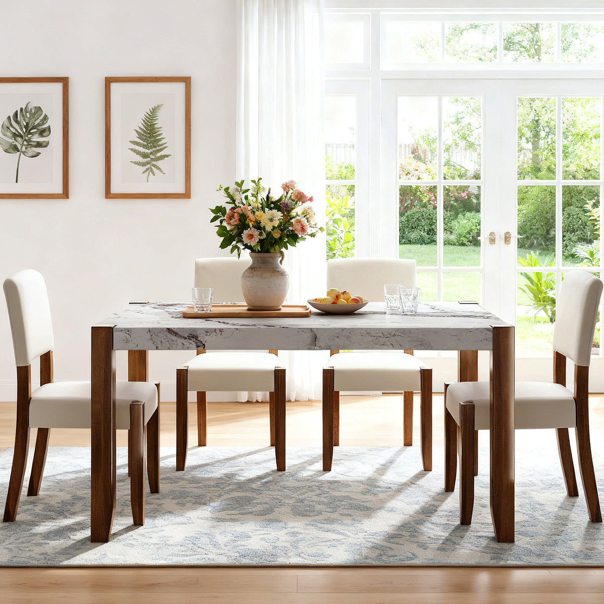NOVAHOME white faux marble dining table product image 11