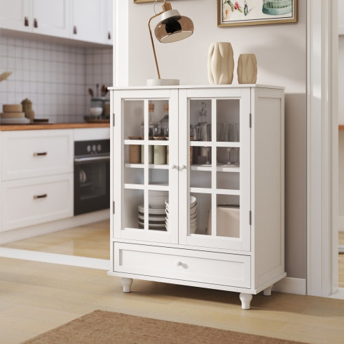 NOVAHOME 28″ Glass Door Buffet Cabinet with Drawer