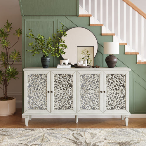 NOVAHOME Antique Floral Carved Buffet Cabinet – 31.5″ & 60″