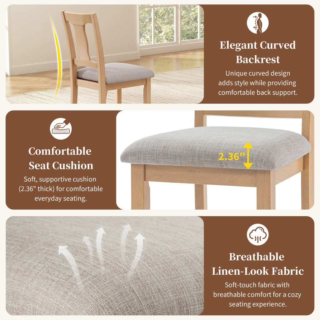 NOVAHOME natural and beige upholstered dining chair product image 3