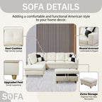 NOVAHOME 3-Piece Faux Leather Sectional Sofa Set with Storage Ottoman - product view 04