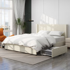 NOVAHOME ivory queen velvet wingback storage bed image 4