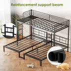 NOVAHOME Metal Triple Bunk Bed with Loft and Two Twin Beds
