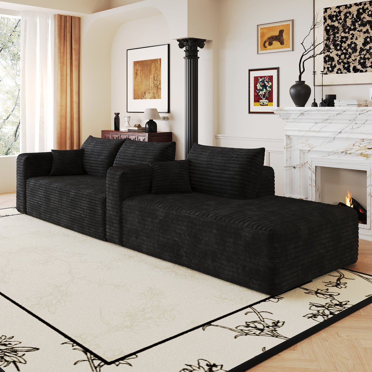 NOVAHOME 103-inch plush corduroy L-shaped cloud sectional image 11