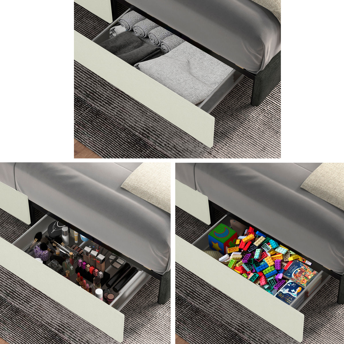 NOVAHOME ivory queen velvet wingback storage bed image 12