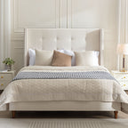 NOVAHOME Peyton queen velvet wingback platform bed image 2