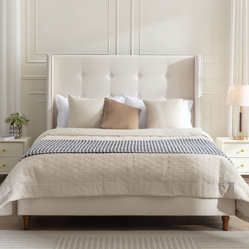 NOVAHOME Peyton queen velvet wingback platform bed image 2